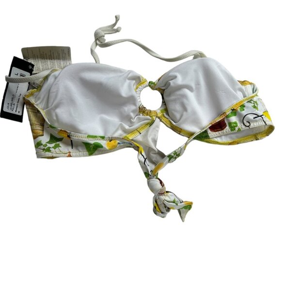 pull-in NEW NWT white Bird cage leaf print bikini top L - Picture 4 of 4